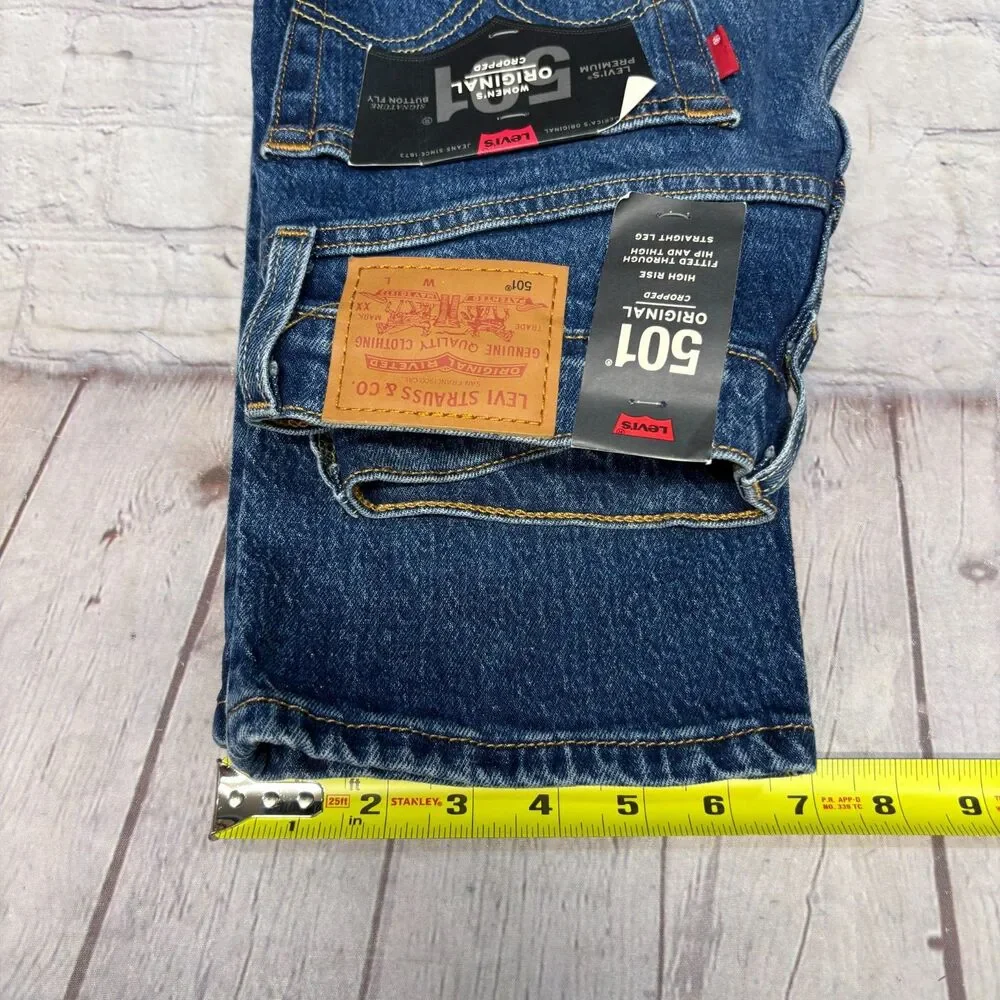 NWT Levi's Premium 501 Cropped Straight Leg Women 27x26 Jeans Blue Denim C124 27
